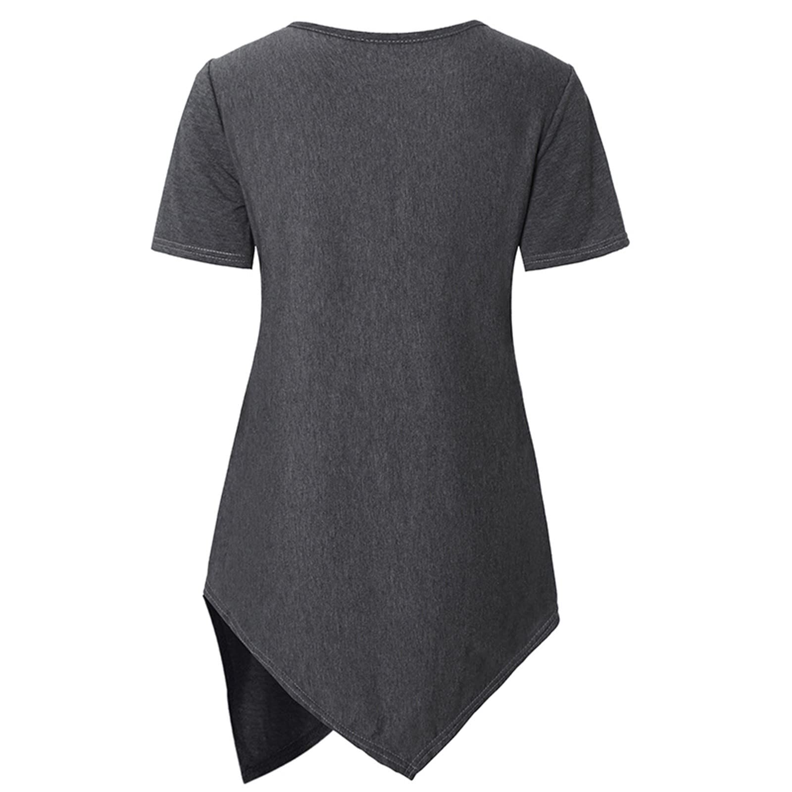 Lot de 3 t-shirts de maternité à manches courtes et col rond - Couleur unie - Asymétrique - Pour l'allaitement - Pour femme