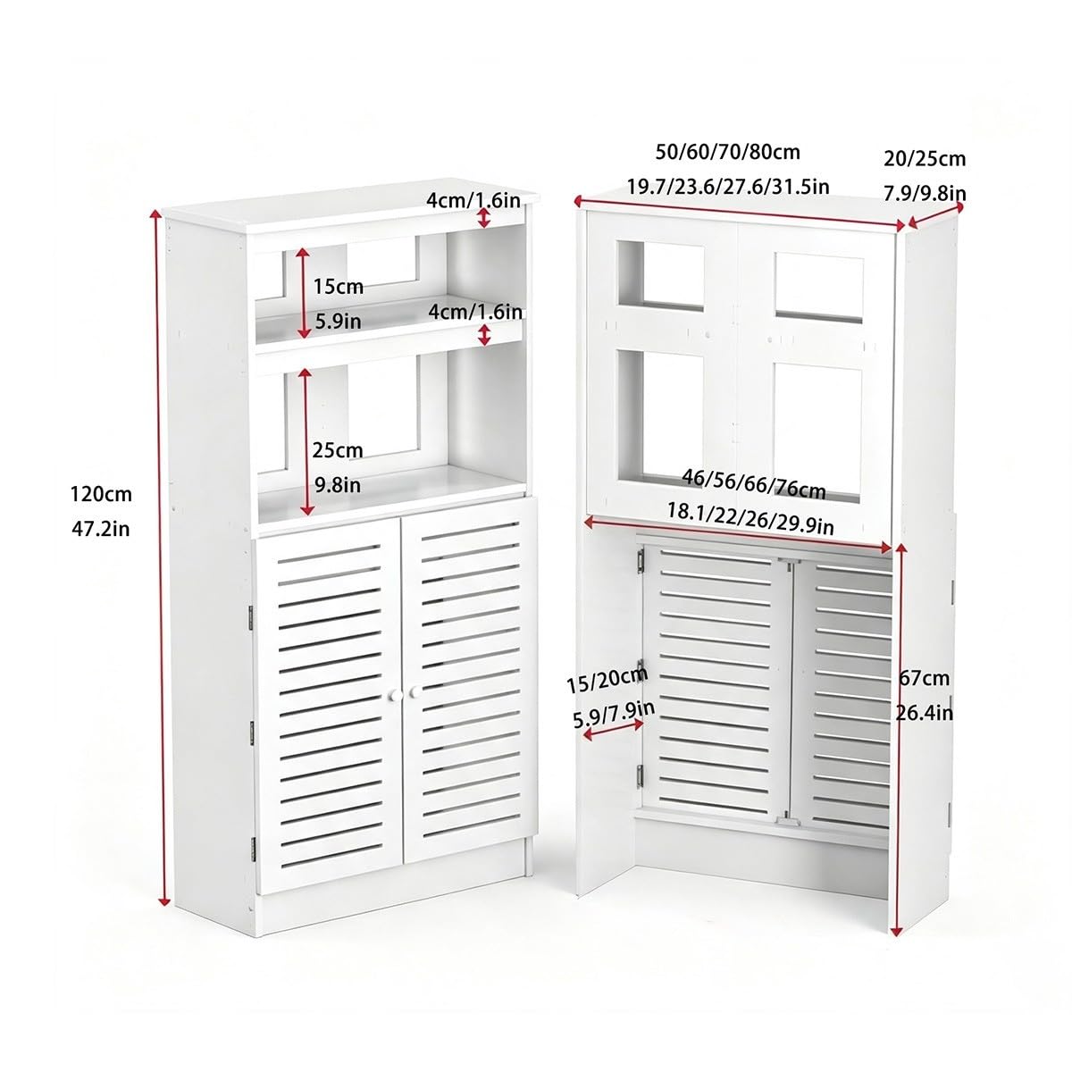 Modern Wooden Radiator Cover Cabinet with Louvered Grille and Storage Shelf