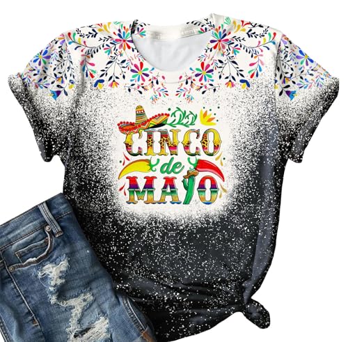 OCURHU Cinco De Mayo �V���c �����p 5 de Mayo ���L�V�J�� �t�B�G�X�^ �p�[�e�B�[ �t�F�X�e�B�o�� ���� T�V���c �g�b�v�X, J-bleached Grey, XX-Large