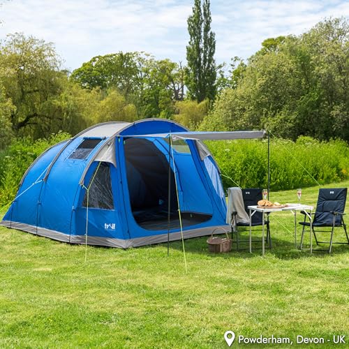 Stannon 5 Man Tent for Camping Festivals, Family Tunnel Tent, 5000mm Waterproof, Darkened Bedroom, Living Area with Awning, Sewn In Groundsheet, Cable Access, Carry Bag (L480cm x W320cm x H190/210cm) - Image 2