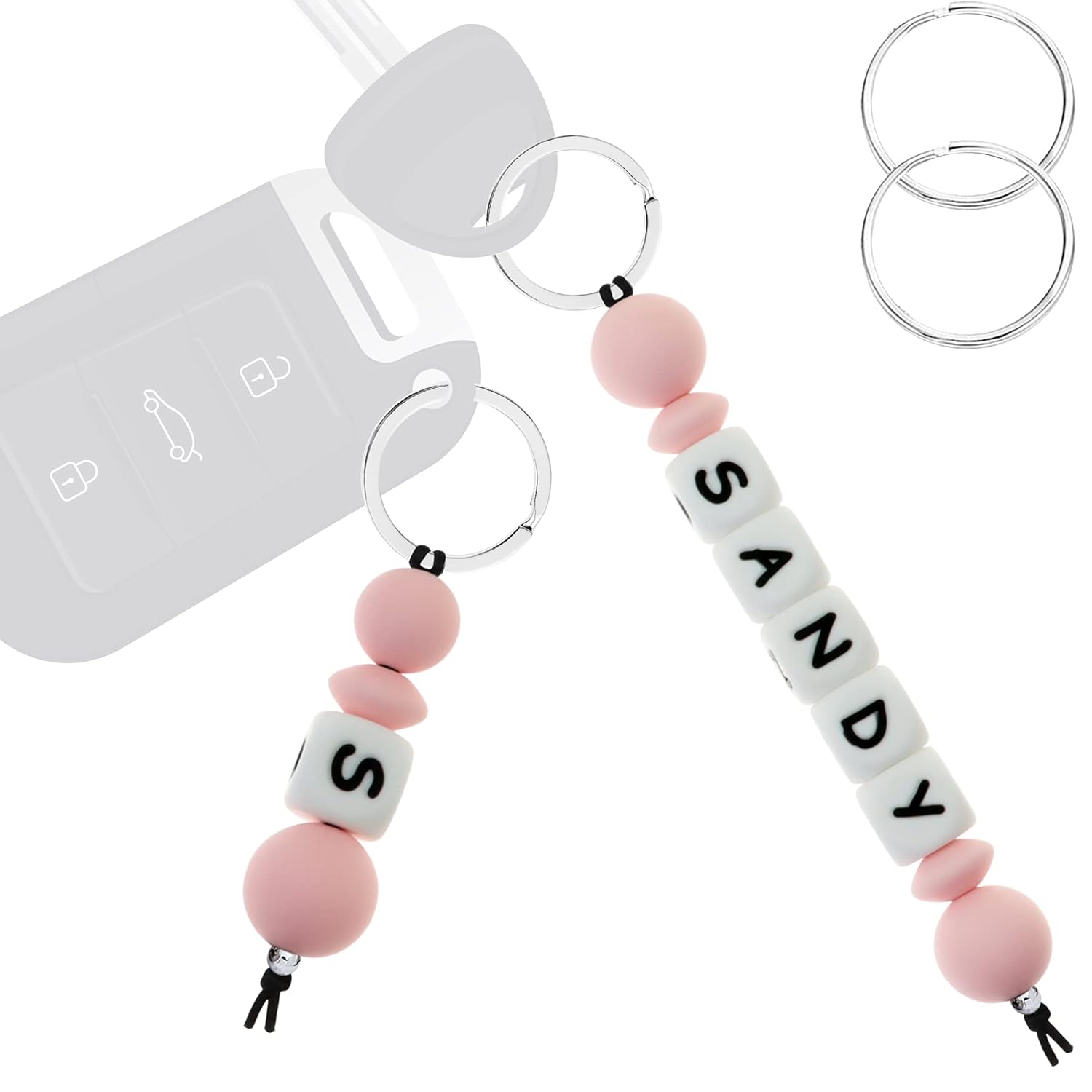 Personalized Circle KeyChain Handmade Silicone Keychain, Customized Name Keyring Gift Apply to Bag Tags Keychain for Backpack, Car Keychain (Light pink) : Handmade Products