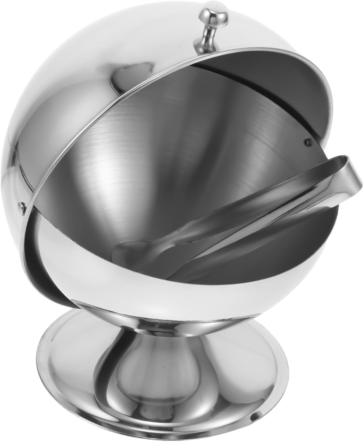 ABOOFAN Stainless Steel Sugar Bowl Lid Airtight Sugar Container Spherical Design Top Lid for Home Kitchen
