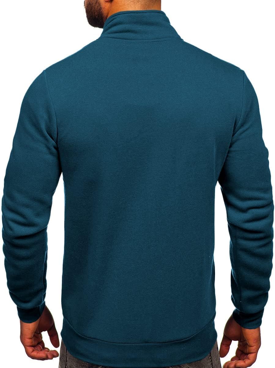 Shanfetl Men's Full Zip Up Active Track Jacket Zipper Mock Neck Sweatshirts Casual Long Sleeve Top with Pocket - Image 3