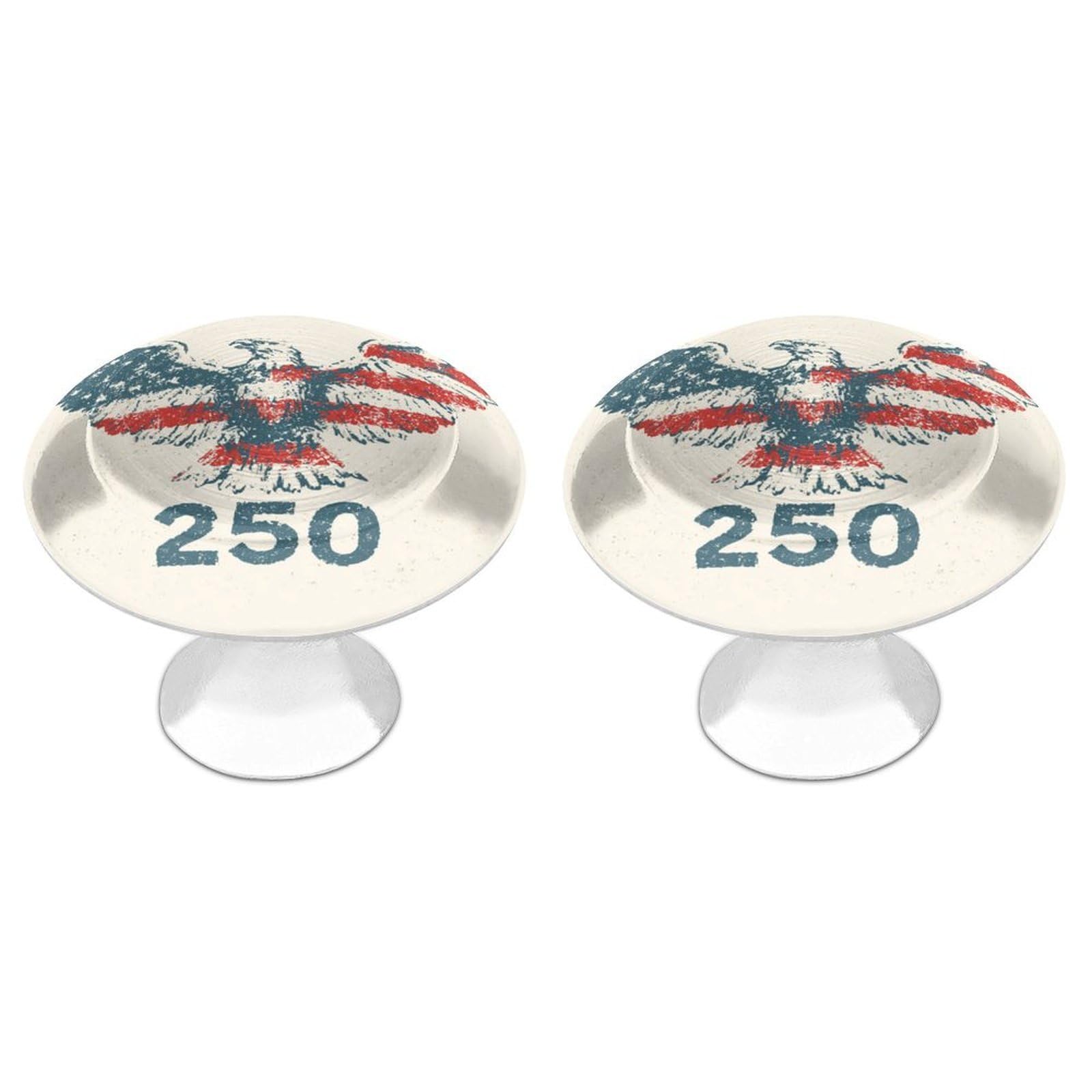 Jubonexis Patriotic Minimalist Bald Eagle with Spread Wings Round Drawer Cabinet Knobs Handles with Screws,2 Pcs, Drawer Dresser Knob Pulls Decor for Wardrobe Cupboard Home Office Kitchen