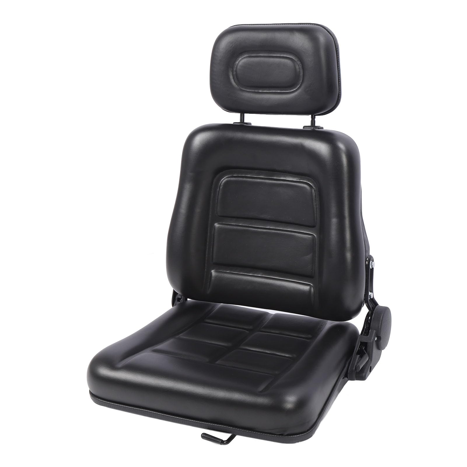 SIXRUN Gabelstaplersitz mit Schalter, Ergonomischer Rasenmähersitz aus PVC-Leder, Verstellbare 30-180-Grad-Rückenlehne für Bagger, Lader und Teleskoplader (Ohne Armlehne)