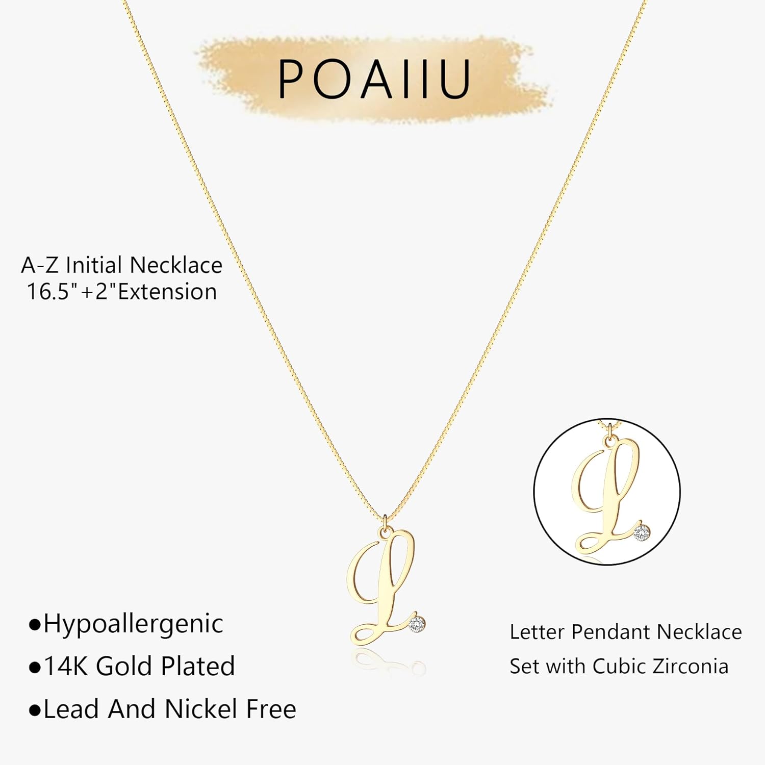 Initial Necklaces for Women,Dainty 14K Gold Plated Trendy CZ Letter Pendant A-Z Chain Choker Cursive Monogram Name Charm Necklace Simple Jewelry Gifts Birthday Valentines Anniversarie - Image 6