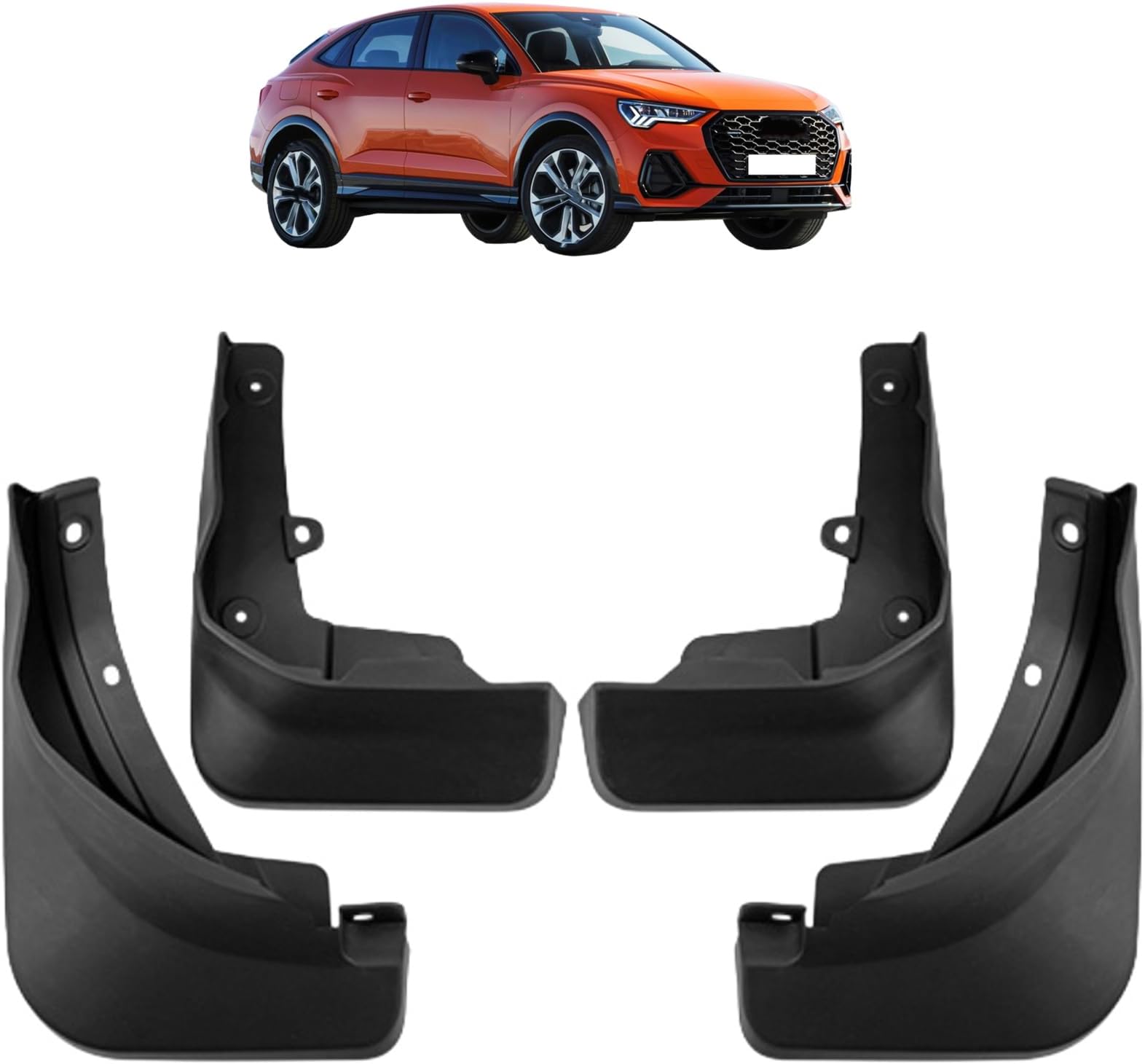 Car Mud Flaps for Audi Q3 Sportback 2020-2024, All Weather Fender Guard Splash Guards Front and Rear Set Accessories