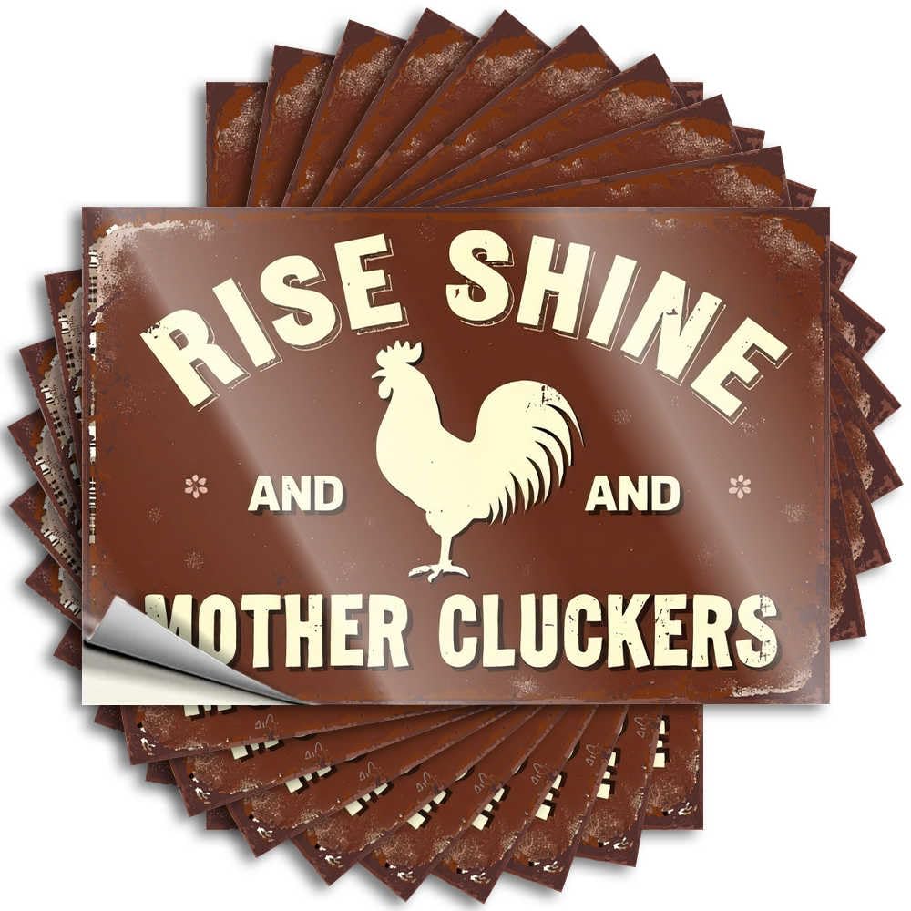 Rise and Shine: Mother Cluckers Rooster Sign Garage Smiley Face - Upgrades Decal Self Adhesive Sticker(8X12CM)