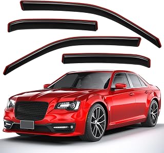 Lightronic Clip-On Window Visors for 2011-2023 Chrysler 300 - In-Channel Rain Guards, UV Protection, No-Drill Install, Dark Smoke 4-Pc Set