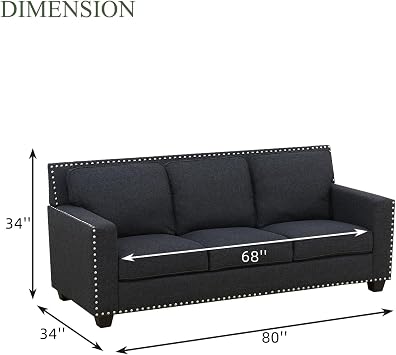 Chesterfield Sofa Set for Living Room Furniture Sets,Fabric Sofa Couch Set 3-Seater Sofa Couch with Soft Cushions for Living Room/Apartment/Office(Black,3-Seater Sofa)