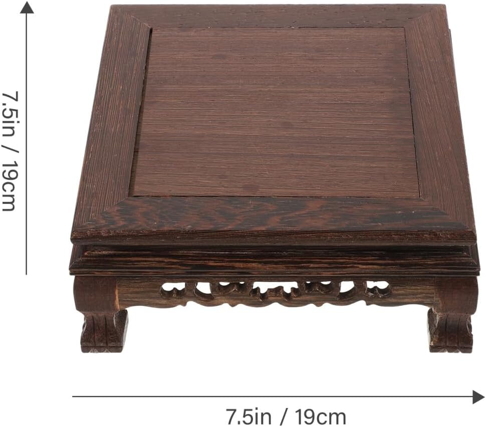 Multi-functional Wooden Carved Display Stand for Plants Antique Flower Pot Holder Base Chicken Wing Wood Suitable for Home Decor and Decorative Stands Random Style