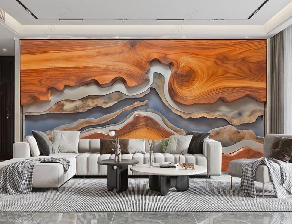 Papier peint intissé rivière pour agrandir visuellement un salon sombre