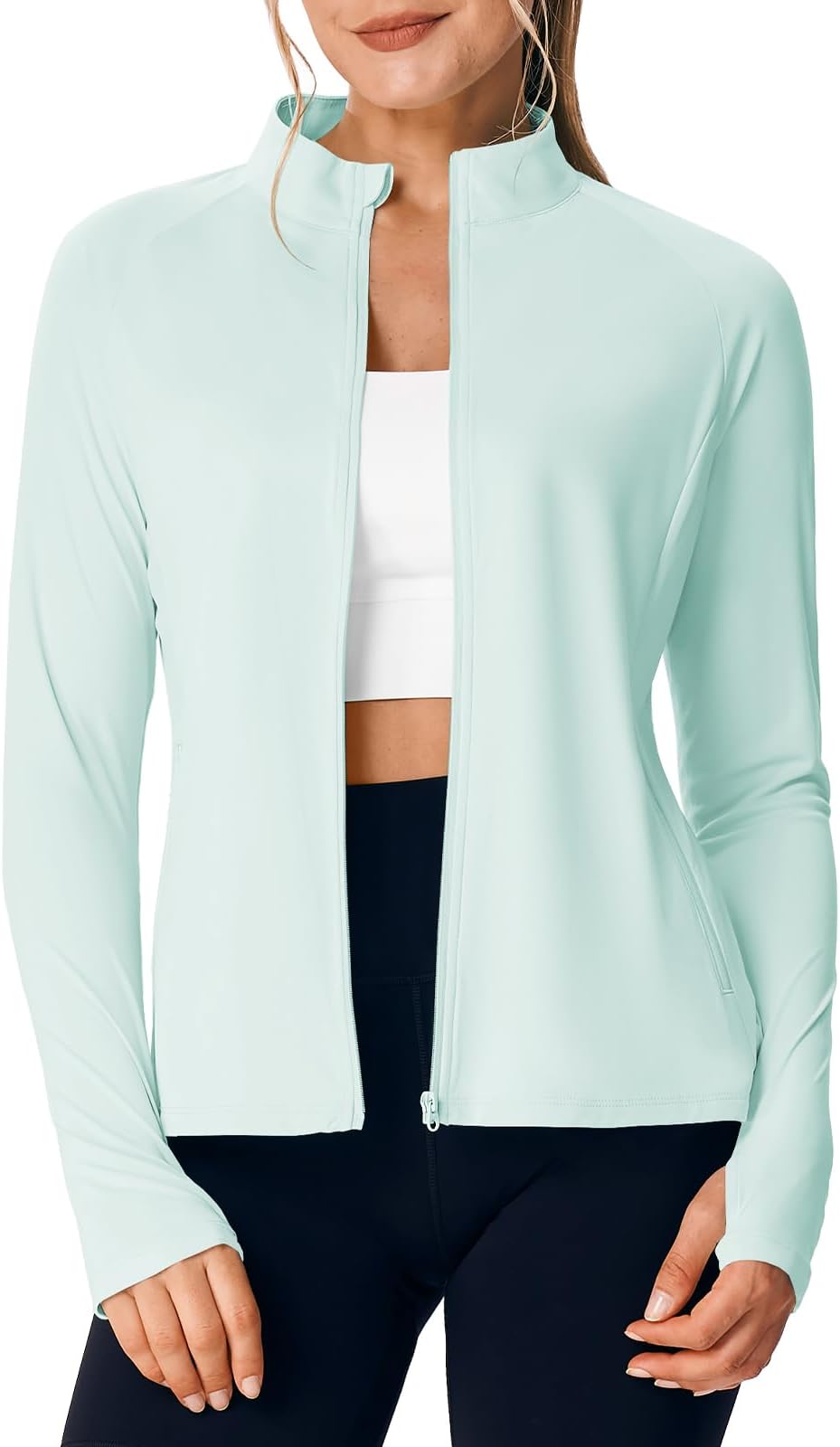 Women's Packable UPF 50+ Sun Protection Athletic Jacket Lightweight Full Zip Long Sleeve Workout Hiking SPF Shirt