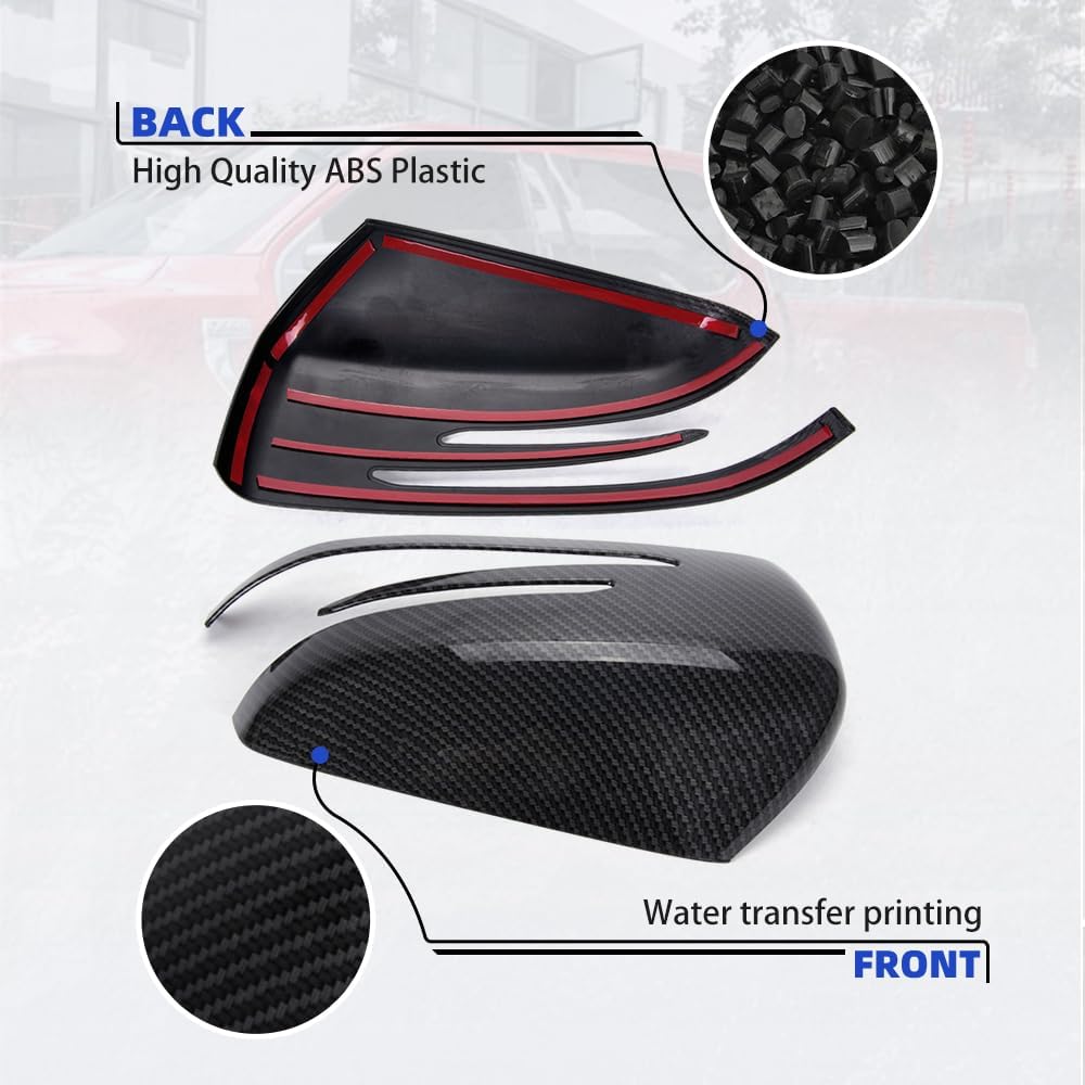 Side Mirror Cap Covers Compatible with Mercedes Benz W176 W246 W212 W204 C117 X156 X204 W221 C218 A B C E S CLA GLA GLK carbon fiber Pattern Class Rearview Mirror Cover 1pair (for Benz)