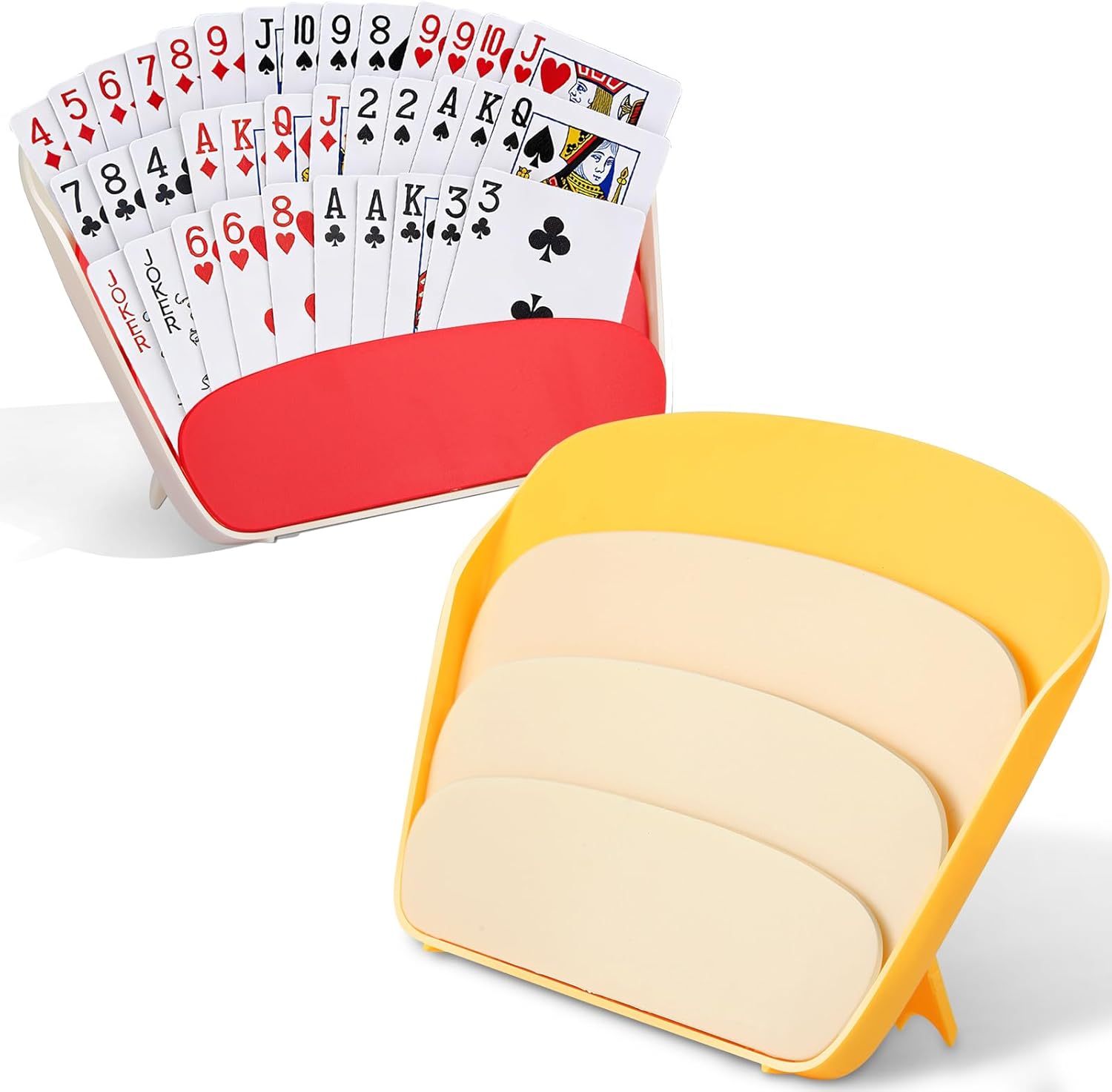 2PCS Card Holders for Playing Cards,3-Layer Foldable & Hands-Free Portable Tabletop Stand for Poker, UNO, Canasta, Card Games, Perfect for Family Game Nights, Kids, Seniors & Parties