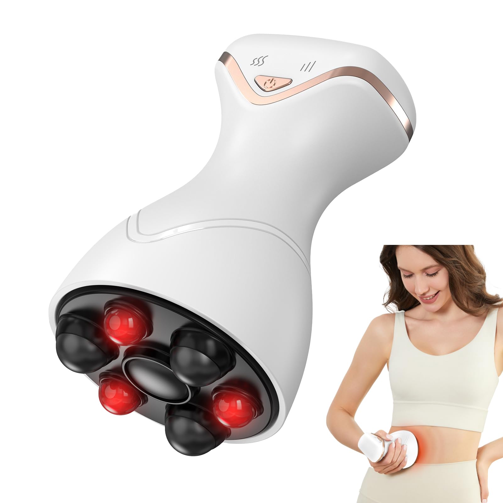 Massaggiatore Anticellulite, Massaggiatore Elettrico per Addome, Glutei, Gambe, Schiena, Favorisce L'aumento Circolazione Sanguigna, Luce Rossa e Perlinemagnetiche