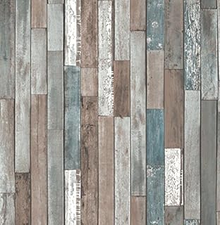 Fine Decor FD40888, Wood Planks Wallpaper Blue, 10m long x 0.52m wide