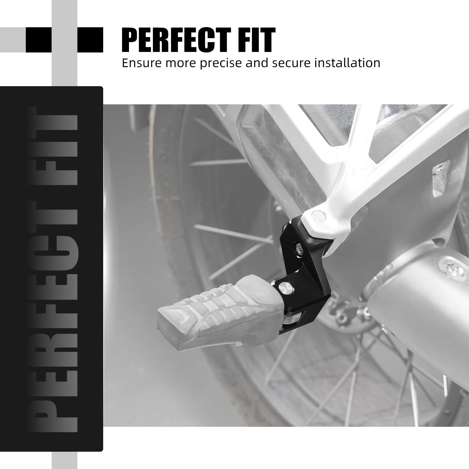 NICECNC Aluminium Beifahrer-Fußstütze Tieferlegungssatz kompatibel mit BMW R1250GS Adventure/R1250GS, Schwarz, Siehe Passform