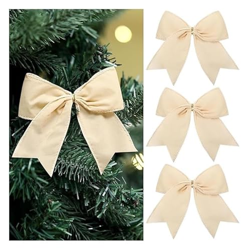 Waltonalice Lot de 6 nœuds pour sapin de Noël - Nœuds pour sapin de Noël - Décoration d'anniversaire - Pour sapin de Noël, mariage, fête - Crème