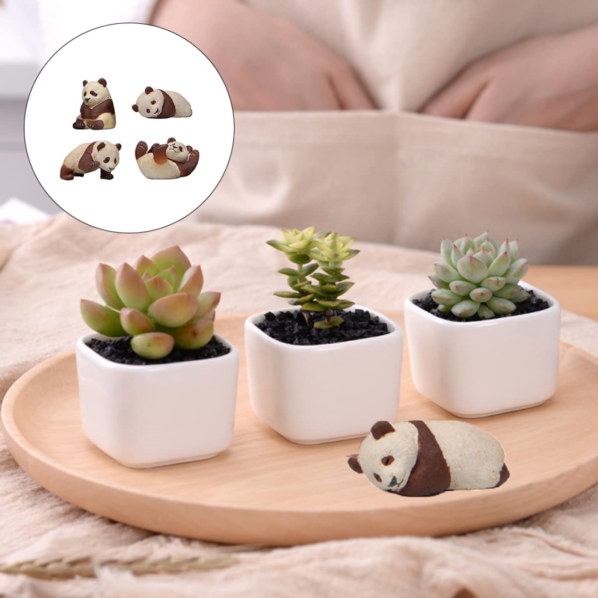 Tofficu 4Pcs Adorable Panda Figurines, Miniature Panda Toy for Home Decor Pvc Resin Animal Ornaments for Diy Micro-Landscape - Image 4