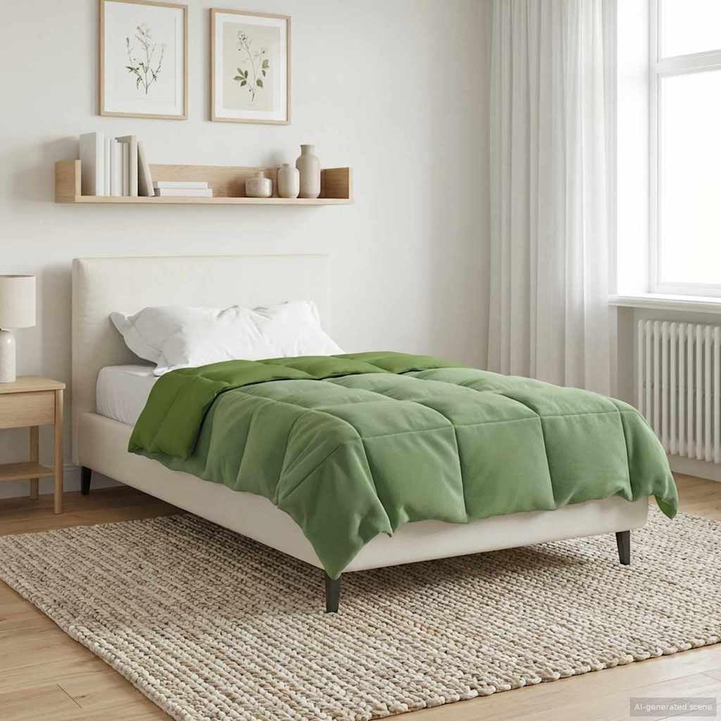 Piumone invernale imbottito, verde, 135 x 200 cm, in microfibra, traspirante, resistente, per camera da letto e camera degli ospiti, lavabile, ipoallergenica, per le fredde notti invernali