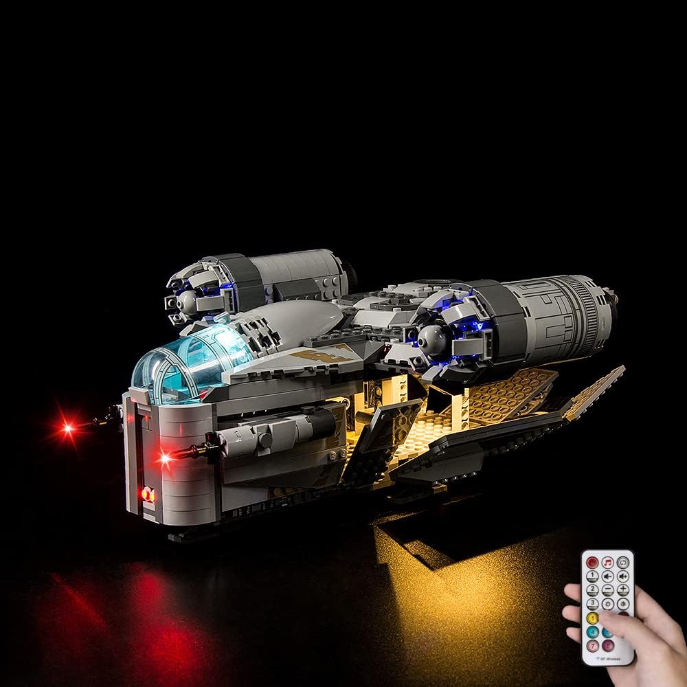 Kyglaring Only LED Lighting Kit Lights Set Designed for Lego Star Wars The Mandalorian The Razor Crest 75292 Building Model Kit - Without Lego Set (RC Version)