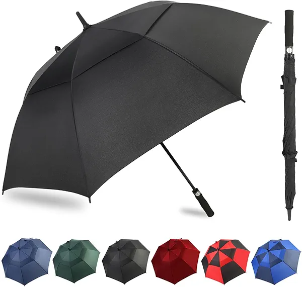 ZDSSM Automatic Open Extra Large Golf Umbrella Windproof Heavy Duty Large Umbrellas for Rain, Oversize Double Canopy Vented Stick Umbrellas for Golf and Outdoor Sports