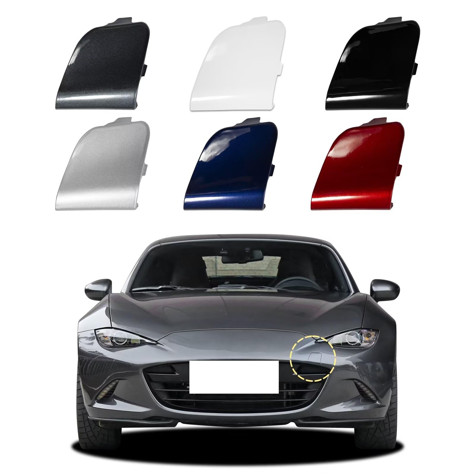 Goholy Car Front Bumper Tow Hook Cover Compatible with Mazda MX-5 Miata MX5 2016 2017 2018 2019 2020 2021 2022 2023 Trailer Cover Cap N24350A11 Tow