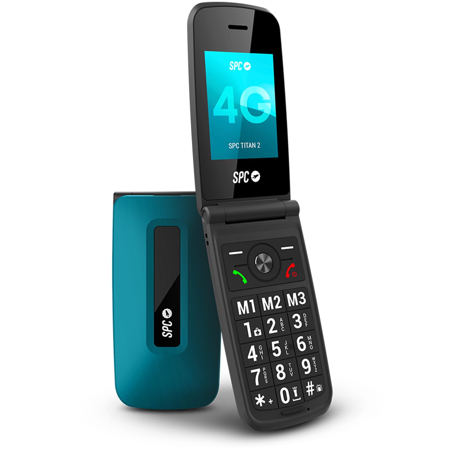 SPC Titan 2 – Teléfono móvil de Tapa para Mayores con 4G, Teclas Grandes, Timbre Alto 105dB y Pantalla 2,​4" | Fácil de Usar y configuración remota | 3 memorias directas | Batería hasta 7 días - Azul