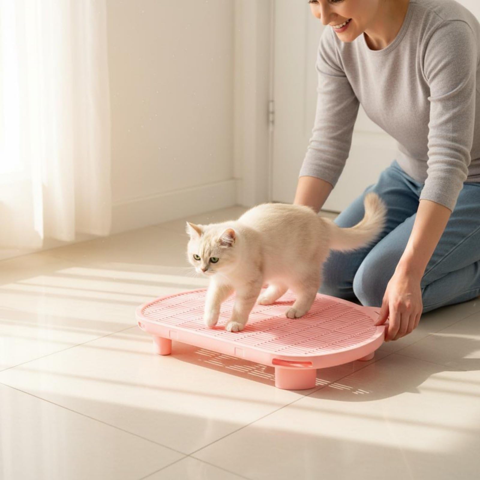 Alfombrilla Control de Arena para Gatos Tapete Higiénico Superficie Suave Base Doble Capa Polipropileno Adecuado para Entrada de Caja de Arena y Lavandería , color to 11 , 51cm X 40.5cm X 15cm