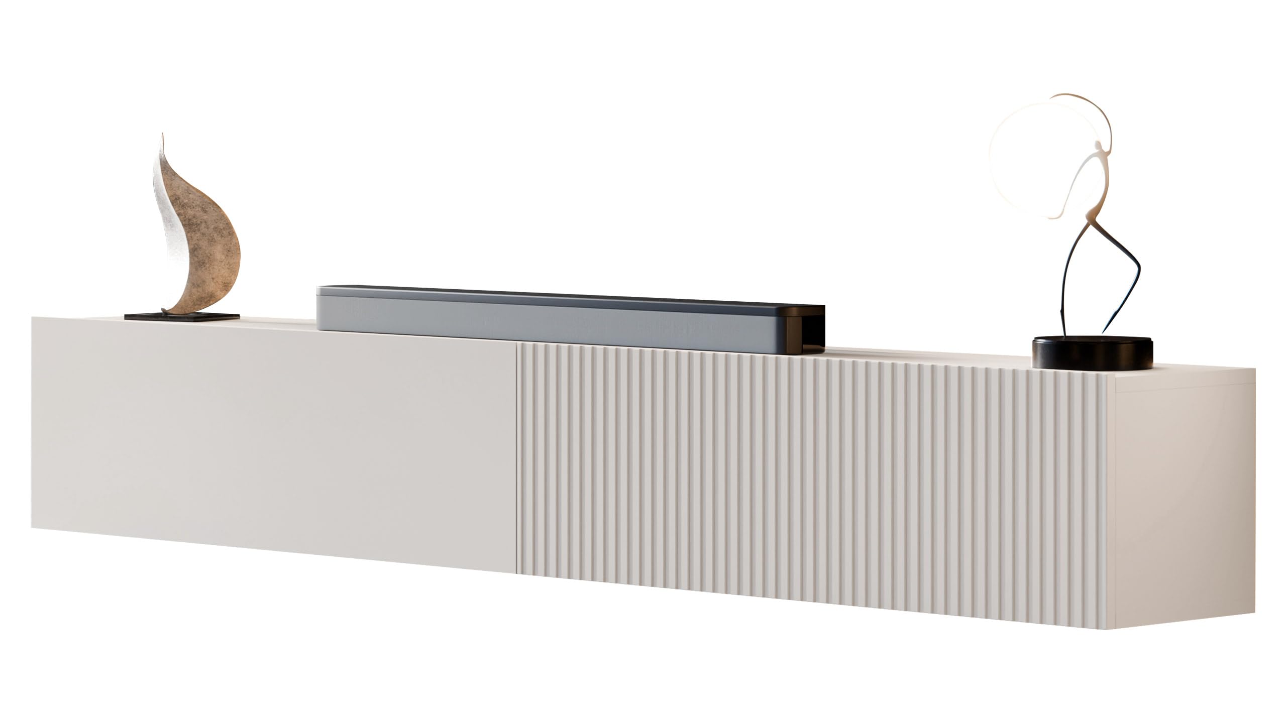 Mirjan24 TV Lowboard Cholon 200, Griffloses Öffnungssystem, 2 Klappe/Tür, TV Board Sideboard, Unterschrank, Fernsehschrank, TV Tisch, Fernsehtisch (Cashmere)