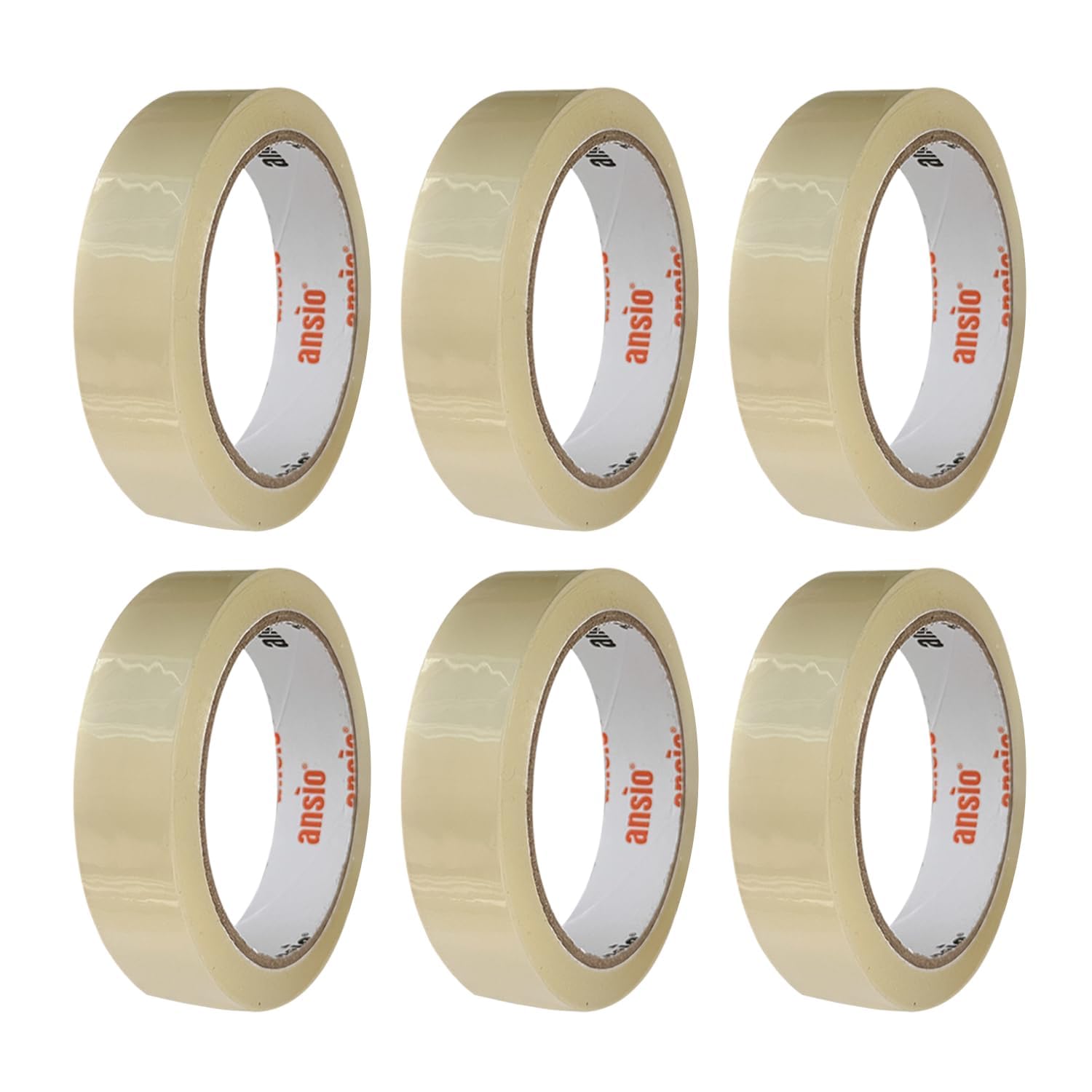 ANSIO Cellotape Clear Packing Tape Low Noise 24mm x 50m – Pack of 6 Parcel Tape for Easy, Secure Packaging
