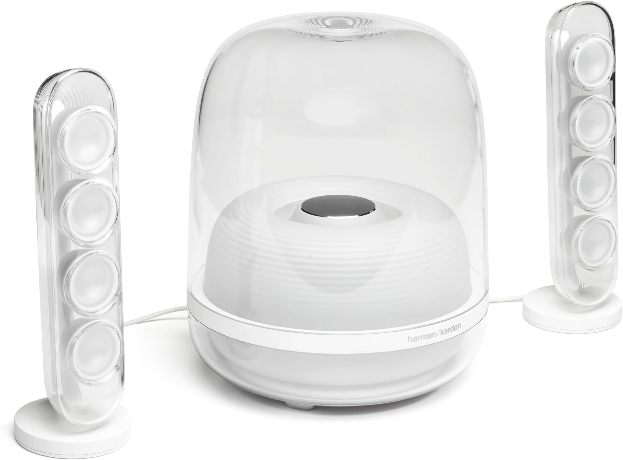 HK SoundSticks 4-2.1 Bluetooth Speaker System with Deep Bass and Inspiring Industrial Design (White)