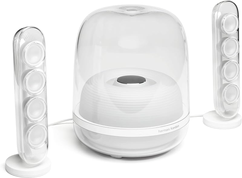 HK SoundSticks 4-2.1 Bluetooth Speaker System with Deep Bass and Inspiring Industrial Design (White)