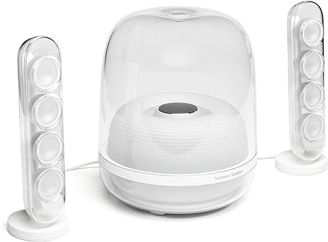 Harman Kardon HK SoundSticks 4-2.1 Bluetooth Speaker System with Deep Bass and Inspiring Industrial Design (White)