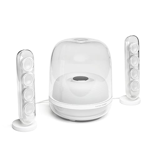 HK SoundSticks 4-2.1 Sistema de altavoces Bluetooth con graves profundos e inspirador diseño industrial (blanco)