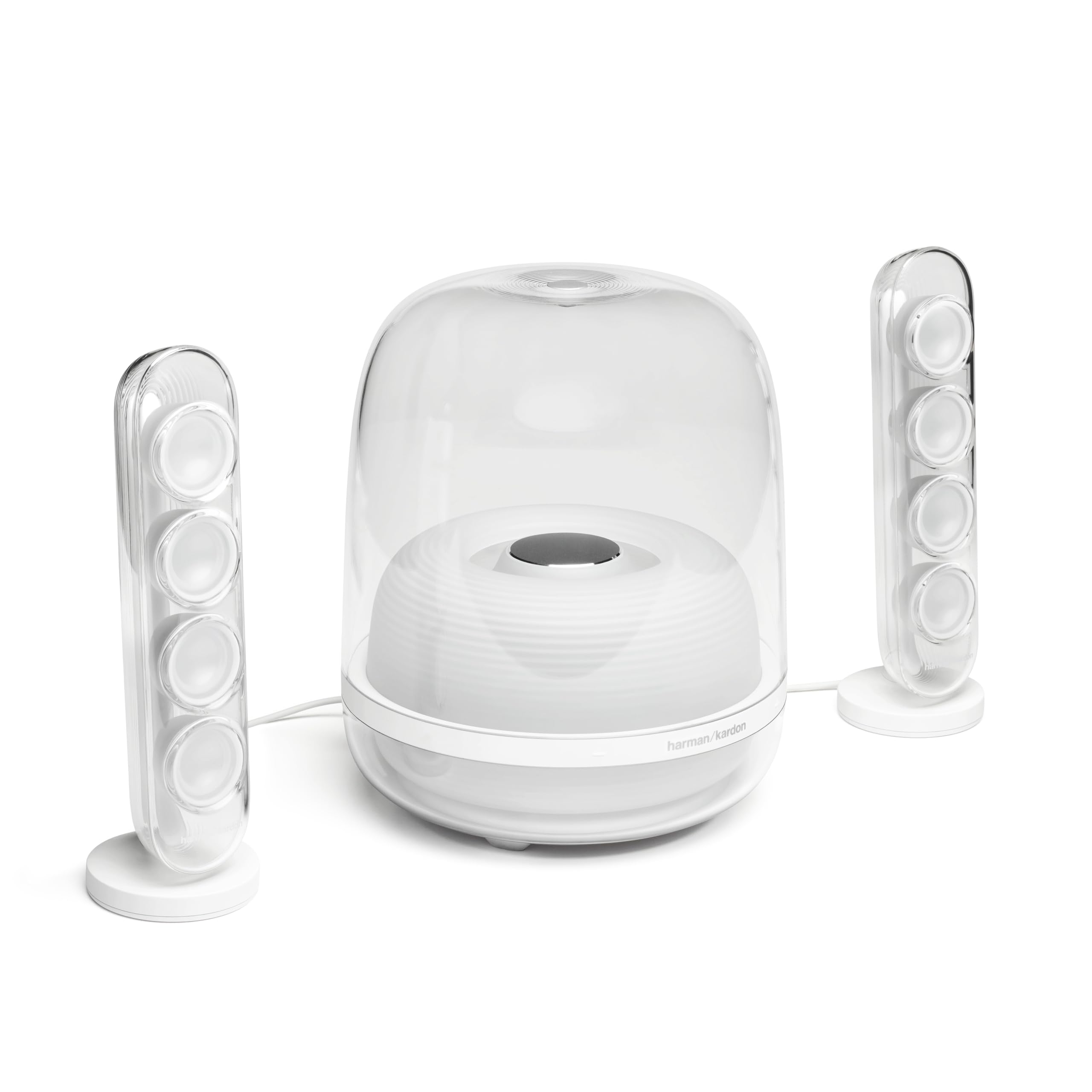 Harman Kardon SoundSticks 4 – Sistema Di Altoparlanti Bluetooth 2.1 Con Bassi Profondi, Design Iconico, Colore Bianco