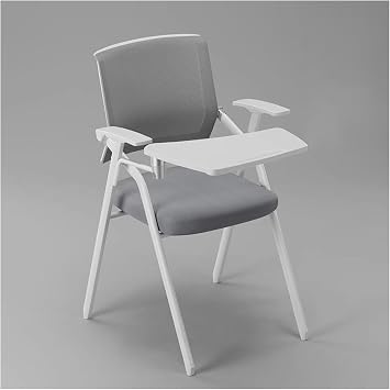 ZAIHW Foldable Computer Desk Chair with Tablet Arm Writing Board, Stackable Commercial Training Chairs, Mesh Guest Reception Chairs for Home, School, Party, ChurchGrey