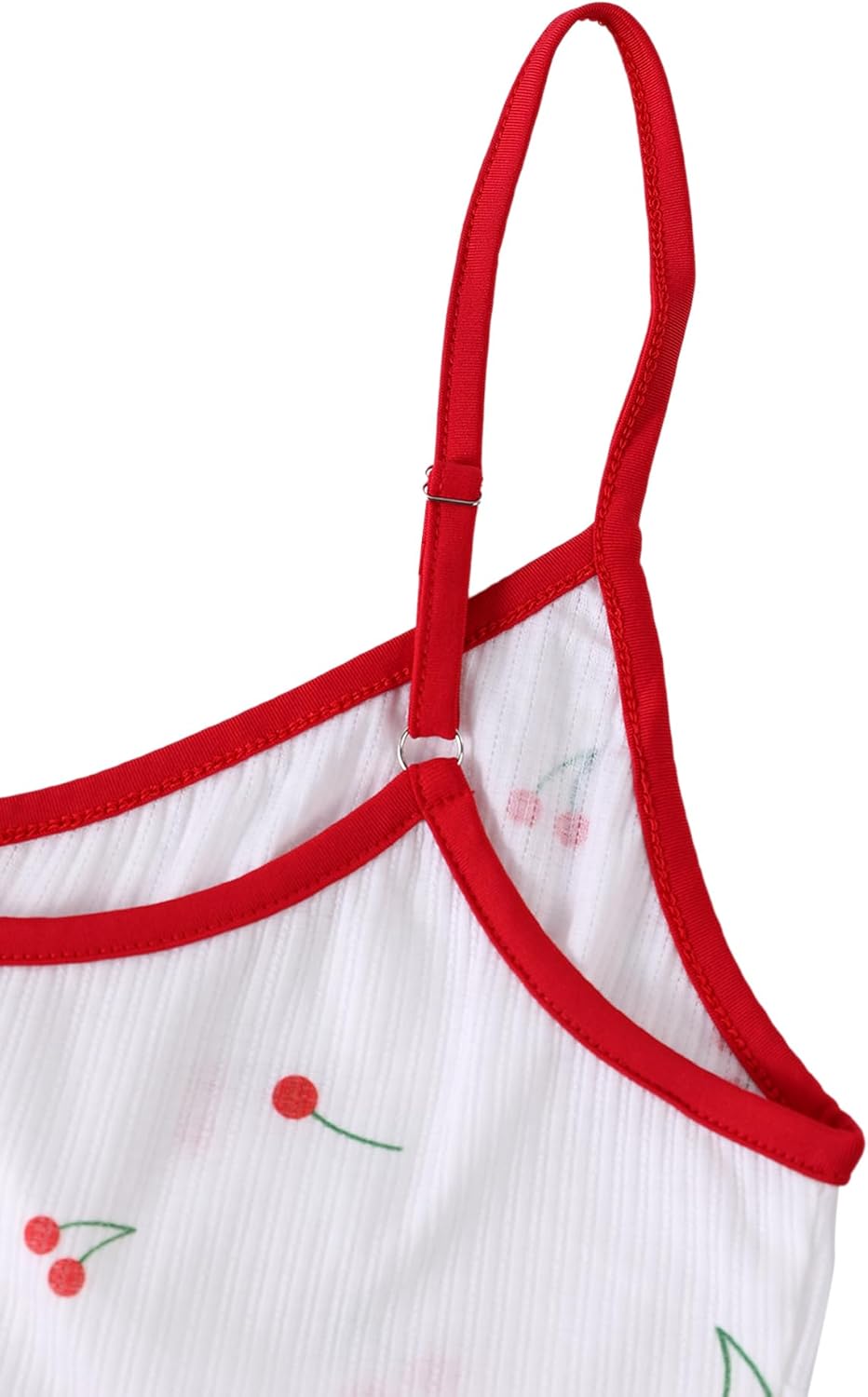 Hilinker Womens Graphic Print Ribbed PJ Set Crop Cami Tops and Shorts Cute Pajamas Set - Image 5