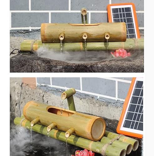 Fmxymc Solar Natural Bamboo Fountain, Outdoor Water Fountain, Bamboo Accents Traditional Japanese Rocking Water Fountain, Backyard Pond Kit,80Cm/31.4In #TOP1
