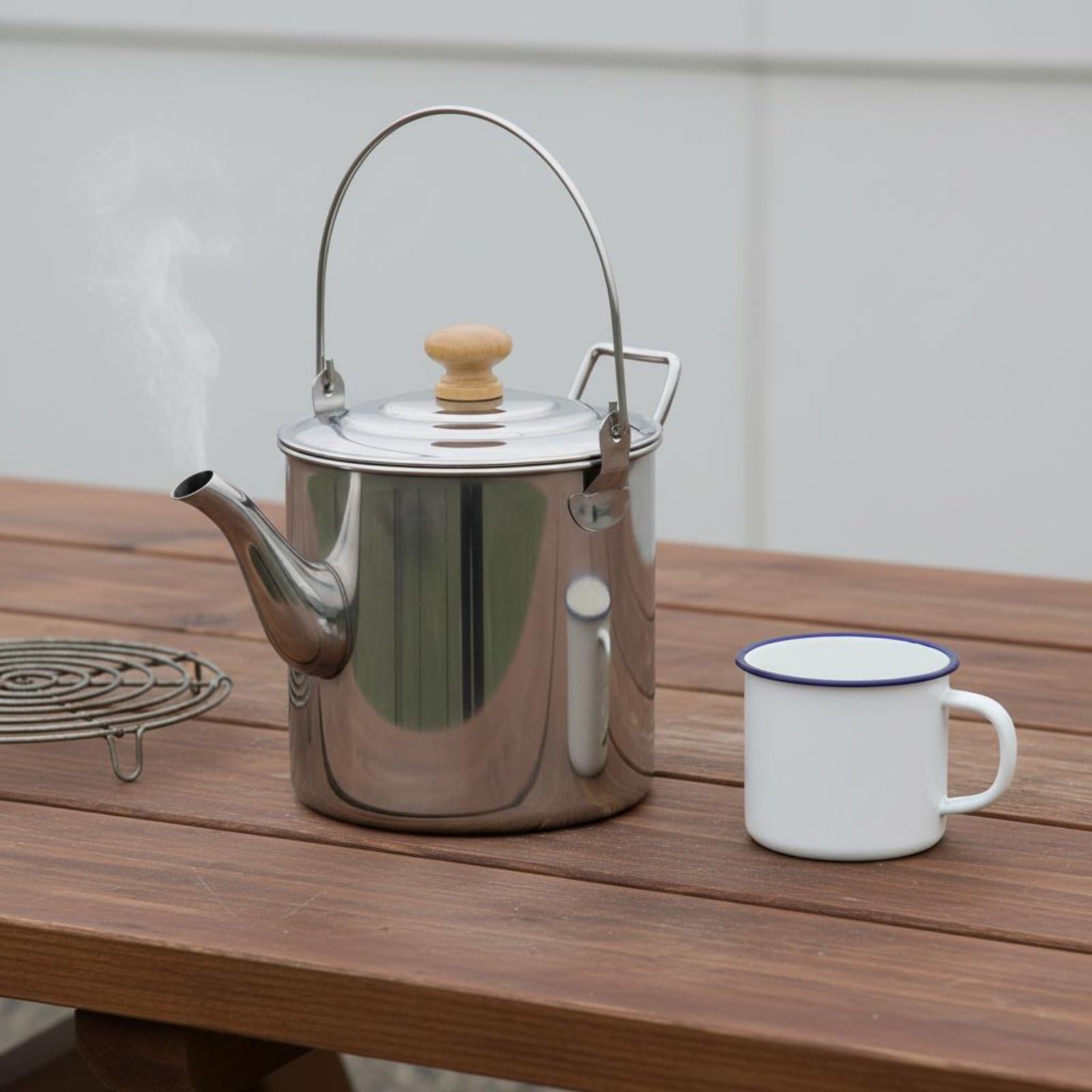 Tetera Colgante de Acero Inoxidable Portátil Tetera Colgante de Camping con Asa para Campistas, Excursionistas, 3 Litros