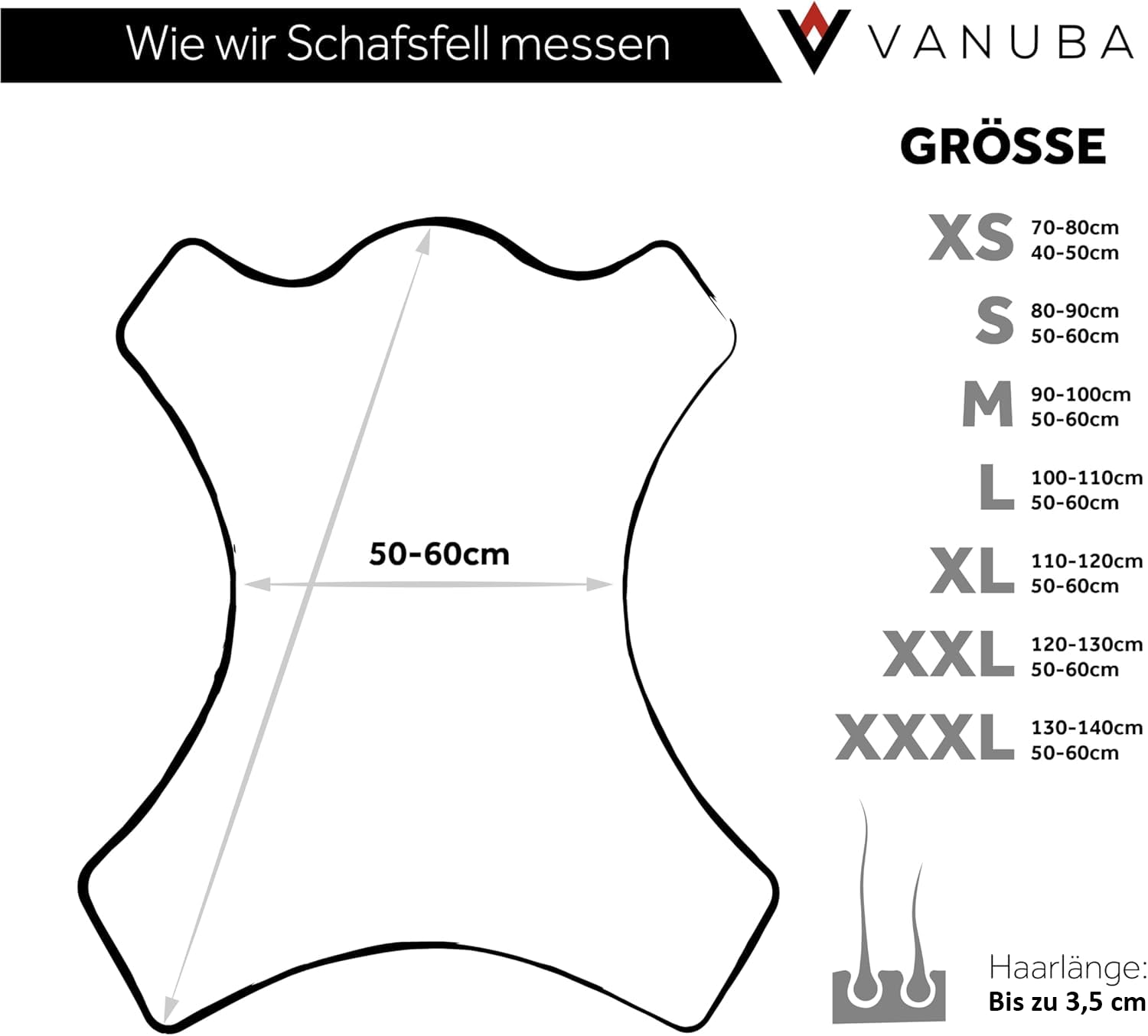 Vanuba - Tapis Naturel en véritable Peau de Mouton 110-120 cm (XL), Doux et Chaud pour séjour, Descente de lit ou Coin Cosy - Confort et décoration chaleureuse - Blanc