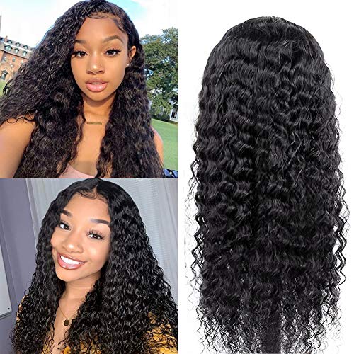 Deep Wave Human Wigs Lace Front Wigs Human Hair Brazilian Human Wig for Black Women 150% Density Virgin Human Hair Wig for women Pre Plucked Lace Front Wigs Human Hair (18 inch)