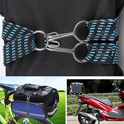 6 Pack Bungee Cords With Hooks 4 Pack 2M Extra Long Black Bungee Strap and 2 Pack 1M Blue Bungee Ropes Heavy Duty Bungee Cords Flat Rubber Elastic Straps, 200×3cm100×3cm