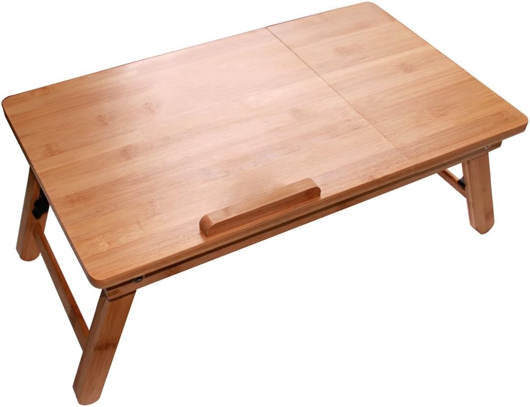 BeautyRiver Large Lap Desk Ucharge Portable Adjustable Bamboo Laptop Desk Table