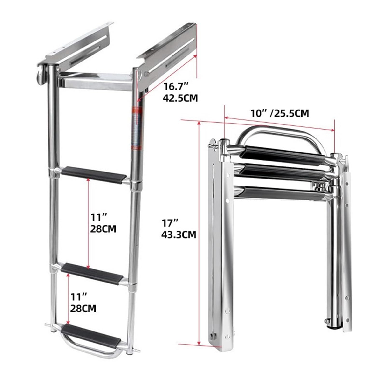 Scaletta for Barca Scala Marina in Acciaio Inossidabile Sicura E Antiscivolo | Scala Retrattile Antiscivolo A Tre Sezioni For Motoscafi E Yacht