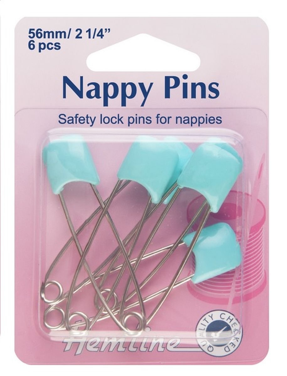 Hemline Blue Baby Diapers Diaper Safety Pins With Safety Lock & Push Heads 56mm 0.5cm