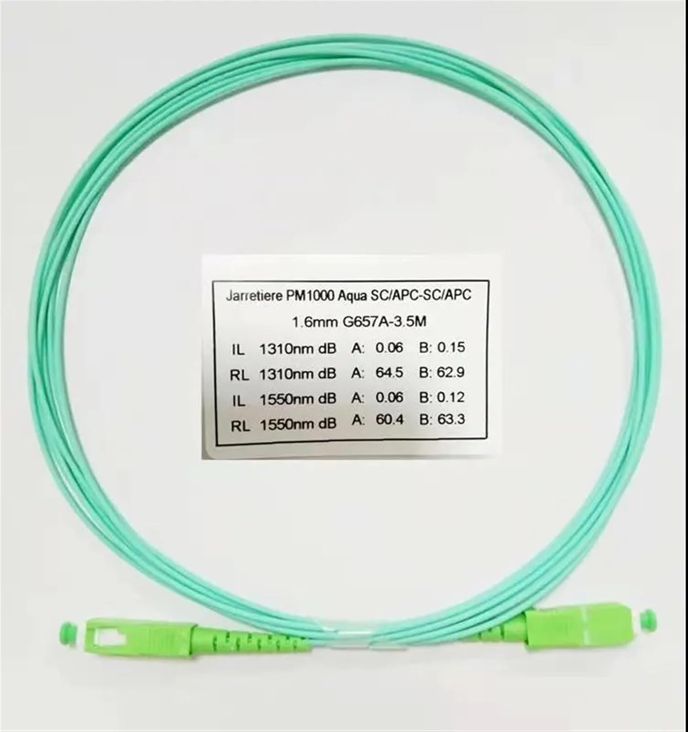 50PCS G65A2 1.6mm Aqua France Optical Fiber Cable 3.5m SC Fiber Optic Patch Cord Simplex Single Mode Fiber Optic Patch Cable
