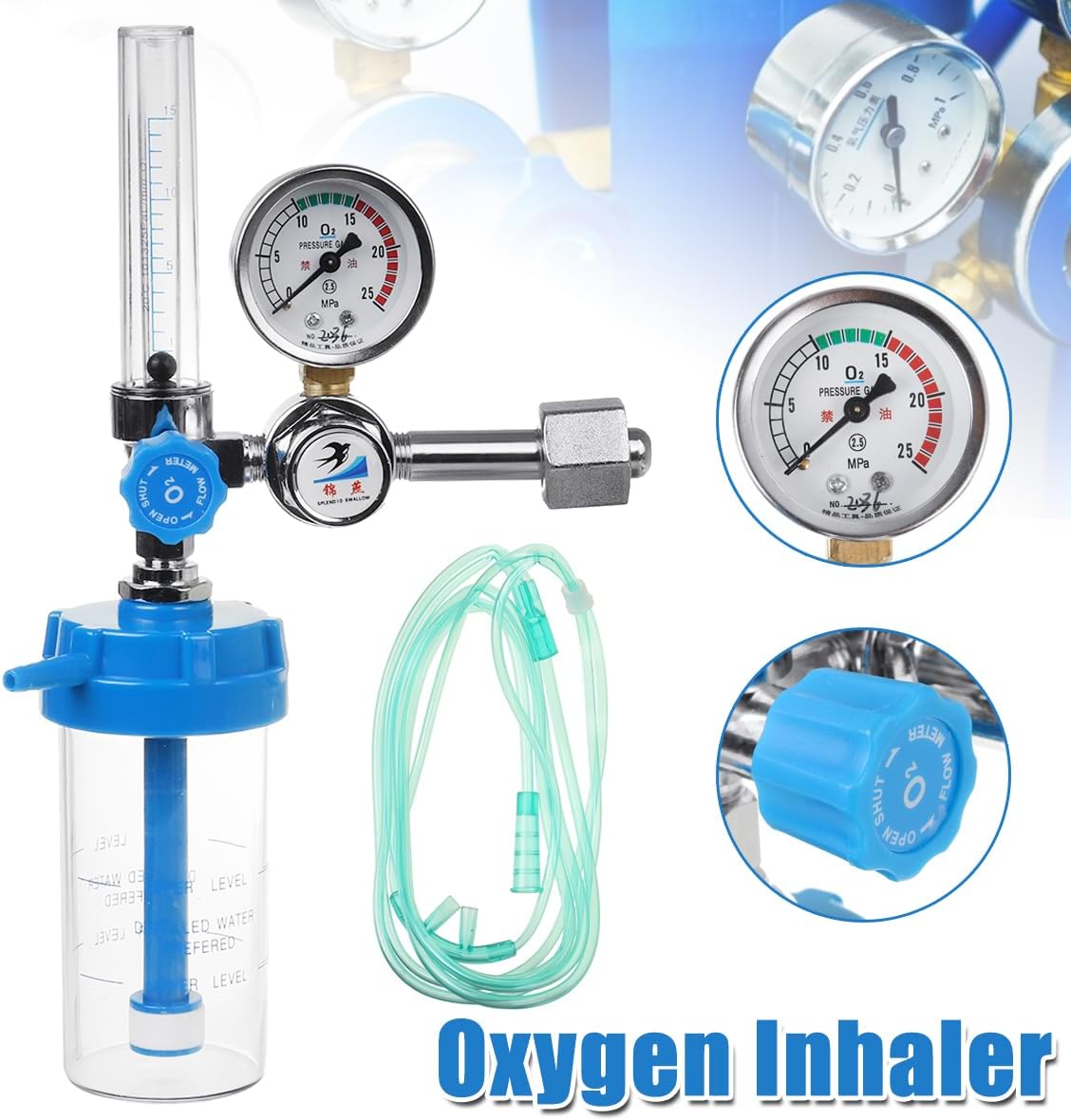 Oxygen Cylinder Regulator Pressure Flowmeters Gauge Valve