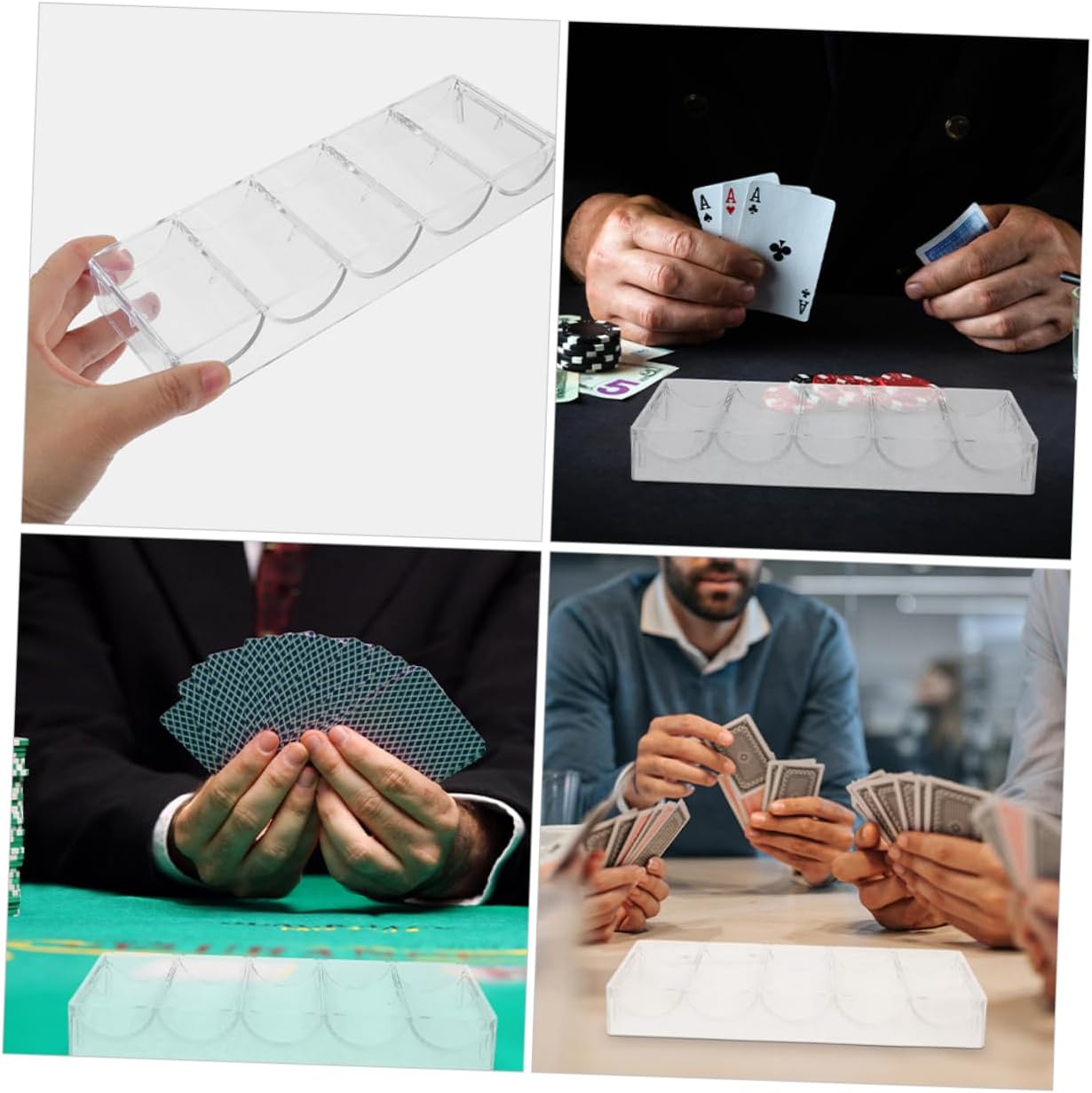 2pcs Acrylic Poker Chip Holder Tray Portable Multi-Grid Storage Case for Poker Chips Rack Box